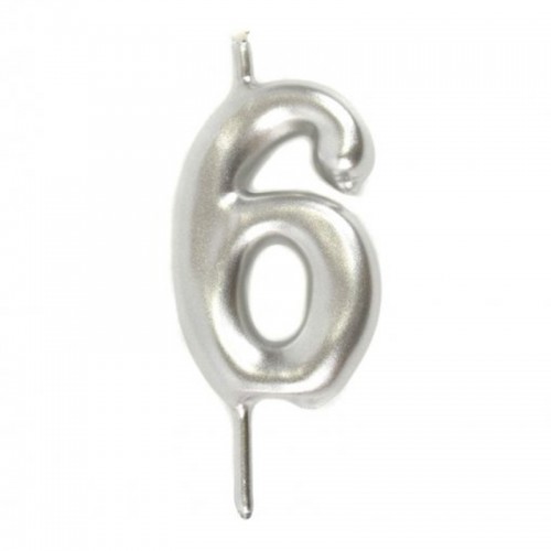 Vela Número 6 Prateado